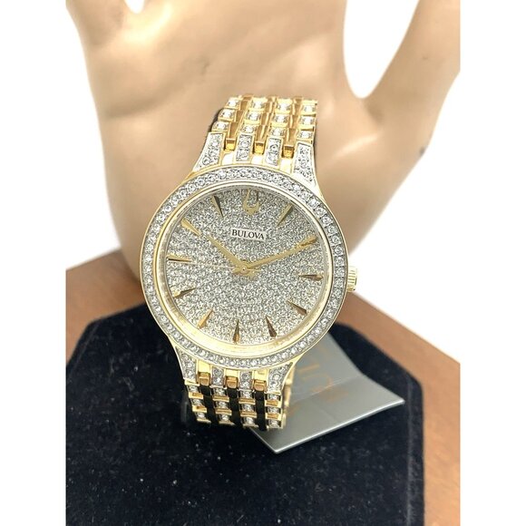 Bulova Women's Watch 98L263 Phantom Quartz Gemmed Gold Stainless Steel 32mm - Picture 1 of 13